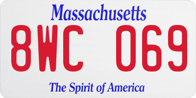 MA license plate 8WC069