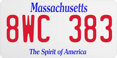 MA license plate 8WC383
