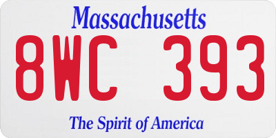 MA license plate 8WC393