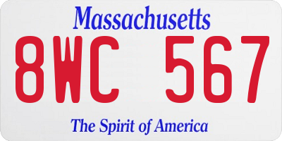 MA license plate 8WC567