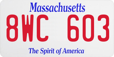 MA license plate 8WC603