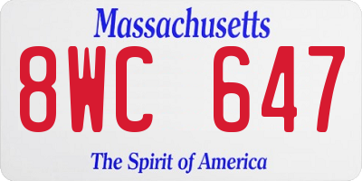 MA license plate 8WC647