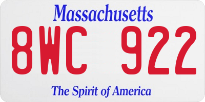 MA license plate 8WC922