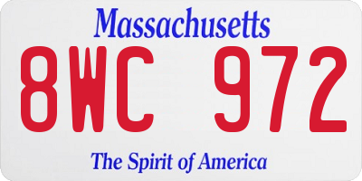 MA license plate 8WC972