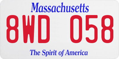 MA license plate 8WD058