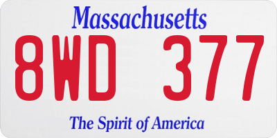 MA license plate 8WD377