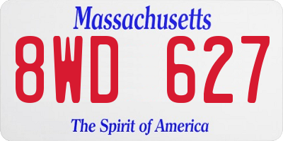 MA license plate 8WD627