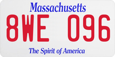 MA license plate 8WE096