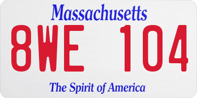 MA license plate 8WE104