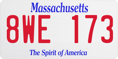 MA license plate 8WE173