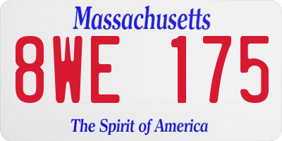 MA license plate 8WE175