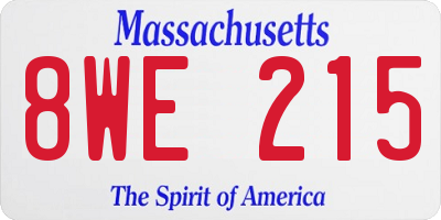 MA license plate 8WE215