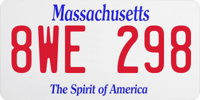 MA license plate 8WE298