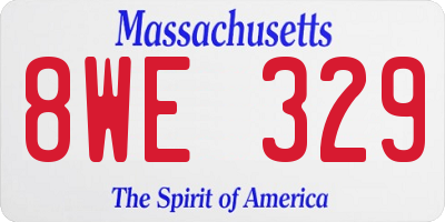MA license plate 8WE329