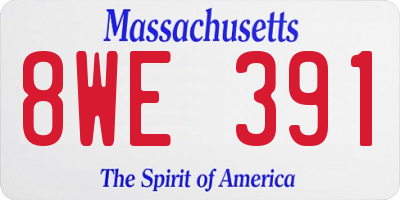 MA license plate 8WE391