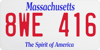 MA license plate 8WE416