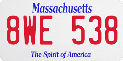 MA license plate 8WE538