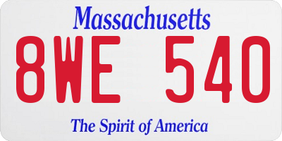 MA license plate 8WE540