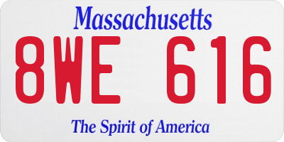 MA license plate 8WE616