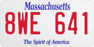 MA license plate 8WE641