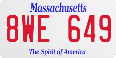 MA license plate 8WE649