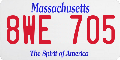 MA license plate 8WE705