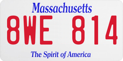 MA license plate 8WE814