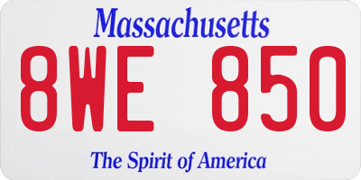 MA license plate 8WE850
