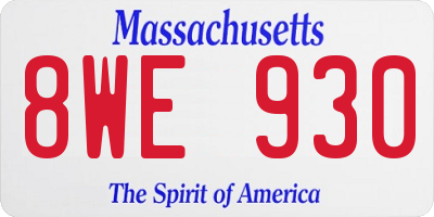MA license plate 8WE930