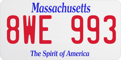 MA license plate 8WE993