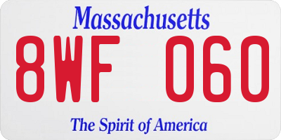 MA license plate 8WF060