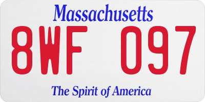 MA license plate 8WF097