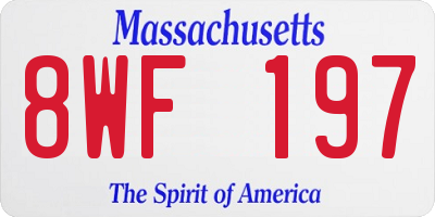 MA license plate 8WF197