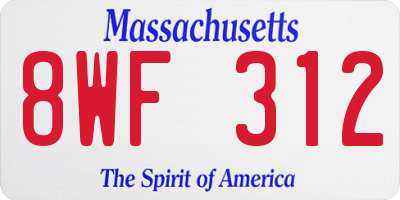 MA license plate 8WF312