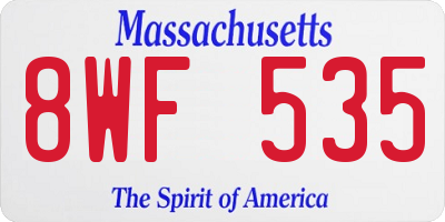 MA license plate 8WF535