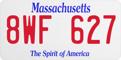 MA license plate 8WF627