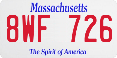 MA license plate 8WF726