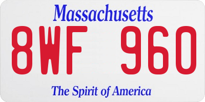 MA license plate 8WF960