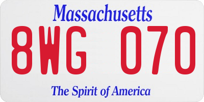 MA license plate 8WG070