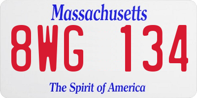 MA license plate 8WG134