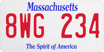 MA license plate 8WG234