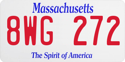 MA license plate 8WG272