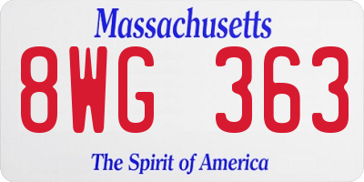 MA license plate 8WG363