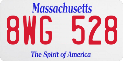 MA license plate 8WG528