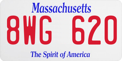 MA license plate 8WG620