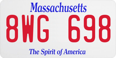 MA license plate 8WG698