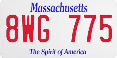 MA license plate 8WG775