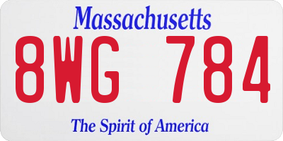 MA license plate 8WG784