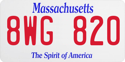 MA license plate 8WG820