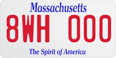 MA license plate 8WH000